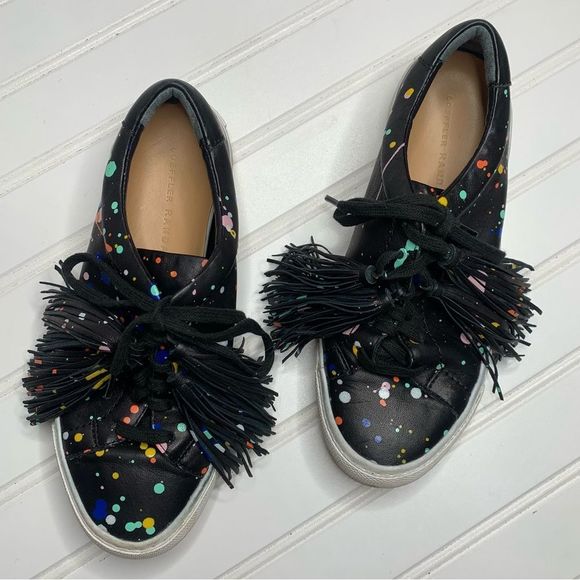 Loeffler Randall Logan Splatter-Print Tassel Sneakers - Picture 3 of 11